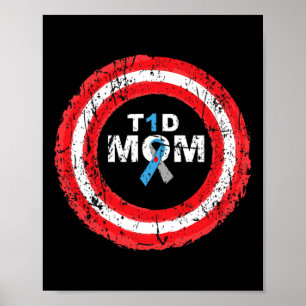 T1d Mum Diabetes Awareness Ribbon Ring Poster
