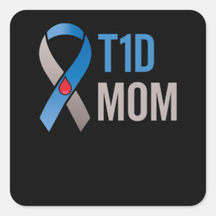 T1d Mum  Mother With Type 1 Diabetes Awareness Square Sticker
