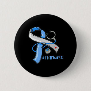 T1D Nurse Blue Ribbon Stethoscope Diabetes Awarene 6 Cm Round Badge