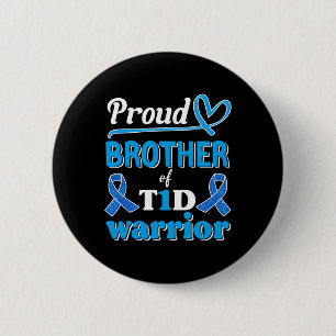 T1d Proud Brother Diabetes Awareness Blue Ribbon  6 Cm Round Badge