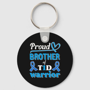 T1d Proud Brother Diabetes Awareness Blue Ribbon  Key Ring