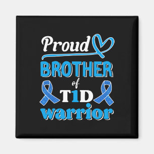 T1d Proud Brother Diabetes Awareness Blue Ribbon  Magnet