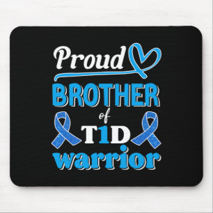 T1d Proud Brother Diabetes Awareness Blue Ribbon Mouse Mat