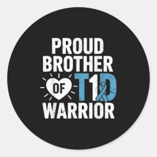 T1d Proud Brother Diabetes Awareness Type 1 Insuli Classic Round Sticker