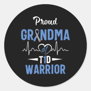 T1D Proud Grandma Diabetes Awareness Type 1 Insuli Classic Round Sticker