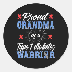 T1D Proud Grandma Diabetes Awareness Type 1 Insuli Classic Round Sticker