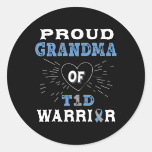 T1d Proud Grandma Diabetes Awareness Type 1 Insuli Classic Round Sticker