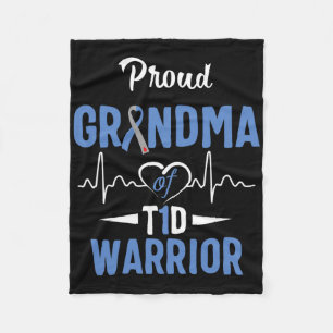T1d Proud Grandma Diabetes Awareness Type 1 Insuli Fleece Blanket