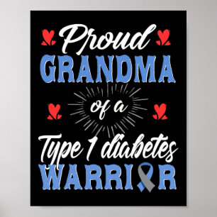 T1d Proud Grandma Diabetes Awareness Type 1 Insuli Poster