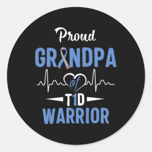T1d Proud Grandpa Diabetes Awareness Type 1 Insuli Classic Round Sticker