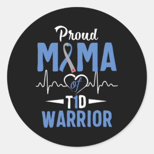 T1D Proud Mama Diabetes Awareness Type 1 Insulin P Classic Round Sticker