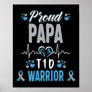 T1D proud Papa Diabetes awareness Type 1 Pancreas Poster