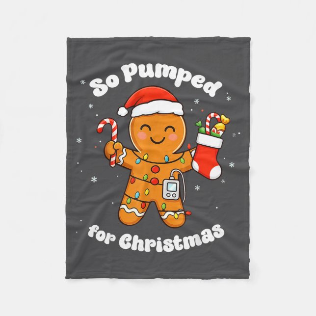 T1D Pumped So Gingerbread Diabetic Fleece Blanket (Front)