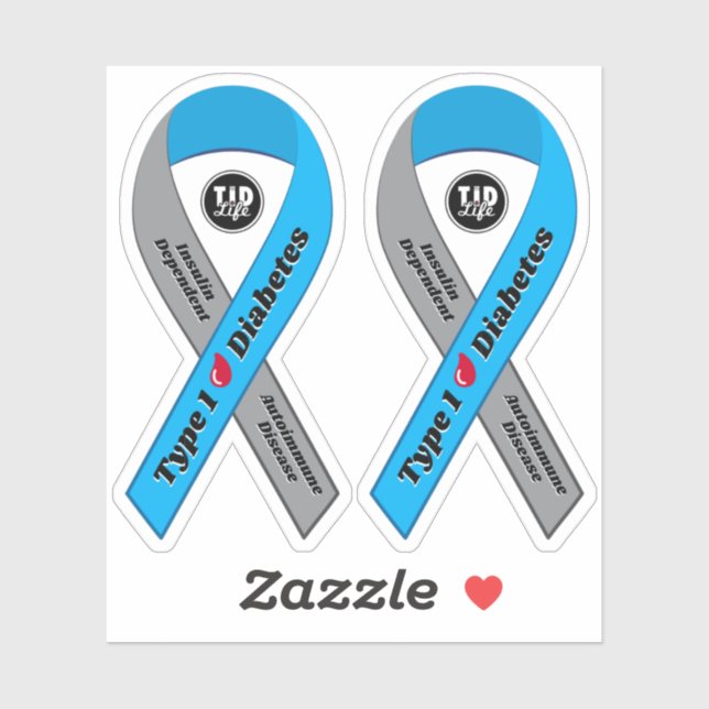 T1d Ribbon Stickers [3in x 3in] (Sheet)
