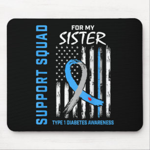 T1d Sister Type 1 Diabetes Awareness Flag Gifts By Mouse Mat