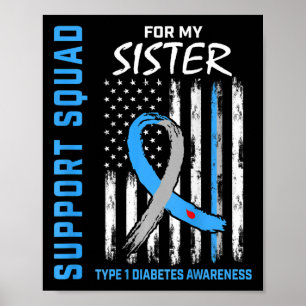 T1d Sister Type 1 Diabetes Awareness Flag Gifts By Poster
