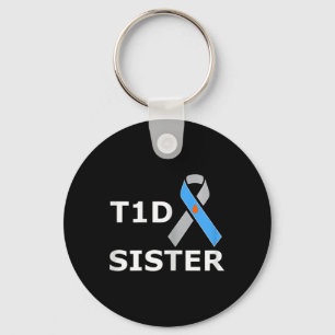 T1d Sister Type 1 Diabetes Awareness Ribbon Key Ring