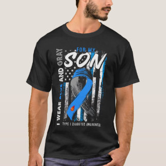 T1D Son Type 1 One Diabetes Awareness American Fla T-Shirt