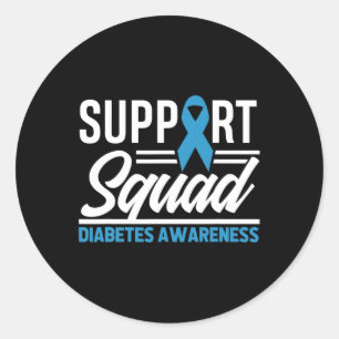 T1D T2D Warrior Support Squad Diabetes Awareness  Classic Round Sticker