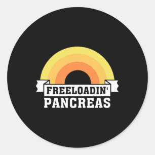 T1D Type 1 Diabetes Awareness Freeloading Pancreas Classic Round Sticker