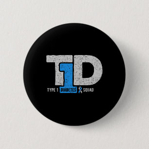 T1d Type 1 Diabetes Squad Awareness Ribbon Gift  6 Cm Round Badge