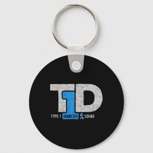 T1d Type 1 Diabetes Squad Awareness Ribbon Gift Key Ring