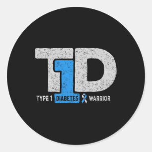 T1d Type 1 Diabetes Warrior Awareness Diabetic Rib Classic Round Sticker