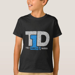 T1D Type 1 Diabetes Warrior Awareness Diabetic Rib T-Shirt