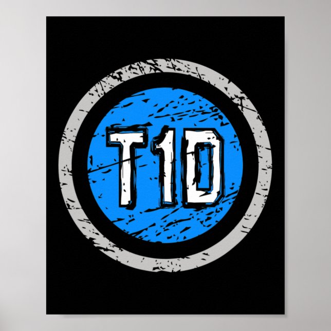 T1D Type 1 Superhero Emblem Diabetes Awareness  Poster (Front)