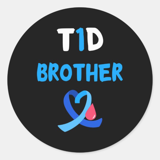 T1d Warrior Brother Diabetes Awareness Squad Suppo Classic Round Sticker (Front)