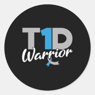 T1d Warrior Diabetes Awareness Type 1 Diabetic Classic Round Sticker