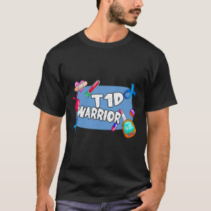 T1d Warrior Diabetes Type 1 T1 Support T-Shirt