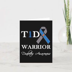 T1D Warrior Type 1 Diabetes Awareness Blue Ribbon  Card