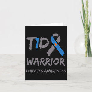 T1d Warrior Type 1 Diabetes Awareness Blue Ribbon  Card