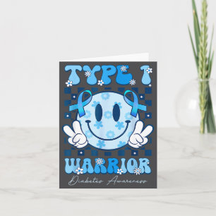 T1d Warrior Type 1 Diabetes Awareness Blue Ribbon Card
