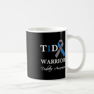 T1D Warrior Type 1 Diabetes Awareness Blue Ribbon Coffee Mug