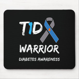 T1d Warrior Type 1 Diabetes Awareness Blue Ribbon Mouse Mat