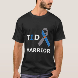T1d Warrior Type 1 Diabetes Awareness Blue Ribbon T-Shirt