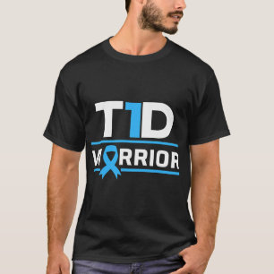 T1D Warrior Type 1 Diabetes Awareness Diabetic Rib T-Shirt