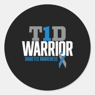 T1d Warrior Type 1 Diabetes Awareness Diabetic T1d Classic Round Sticker