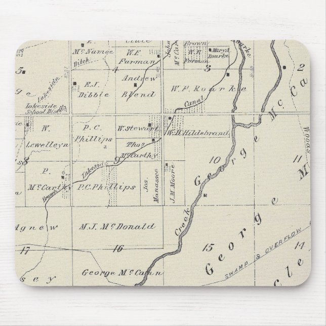 T20S R22E Tulare County Section Map Mouse Mat (Front)