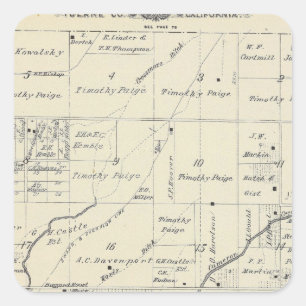 T20S R23E Tulare County Section Map Square Sticker