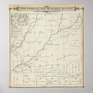 T20S R25E Tulare County Section Map Poster