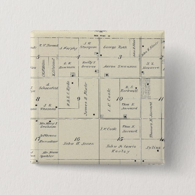 T20S R26E Tulare County Section Map 15 Cm Square Badge (Front)