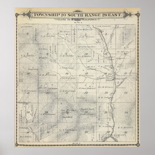 T20S R29E Tulare County Section Map Poster