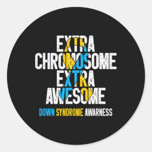 T21 Extra Chromosome Extra Awesome Down Syndrome A Classic Round Sticker