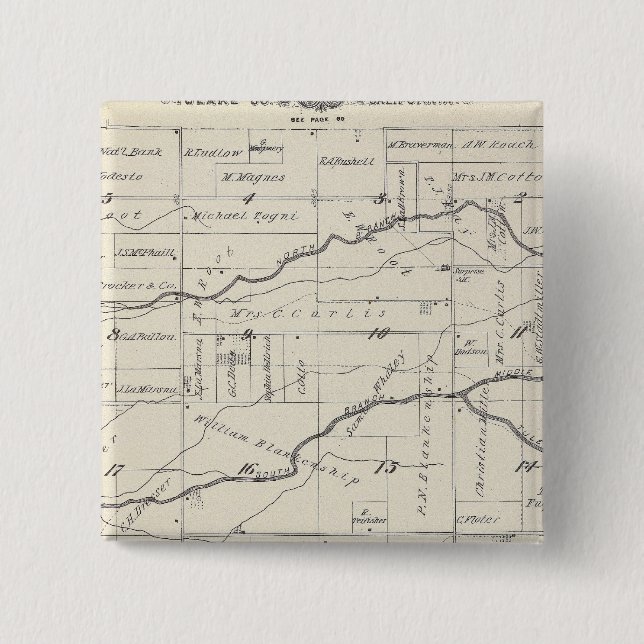 T21S R25E Tulare County Section Map 15 Cm Square Badge (Front)