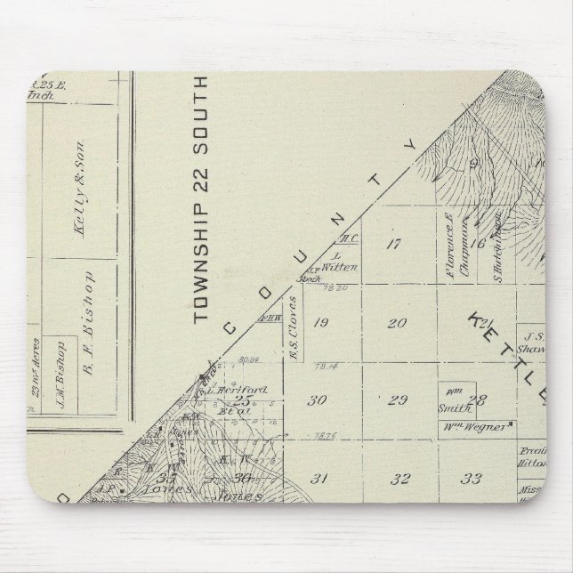 T2223S R1617E Tulare County Section Map Mouse Mat (Front)