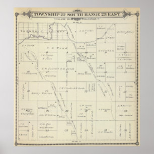 T22S R23E Tulare County Section Map Poster