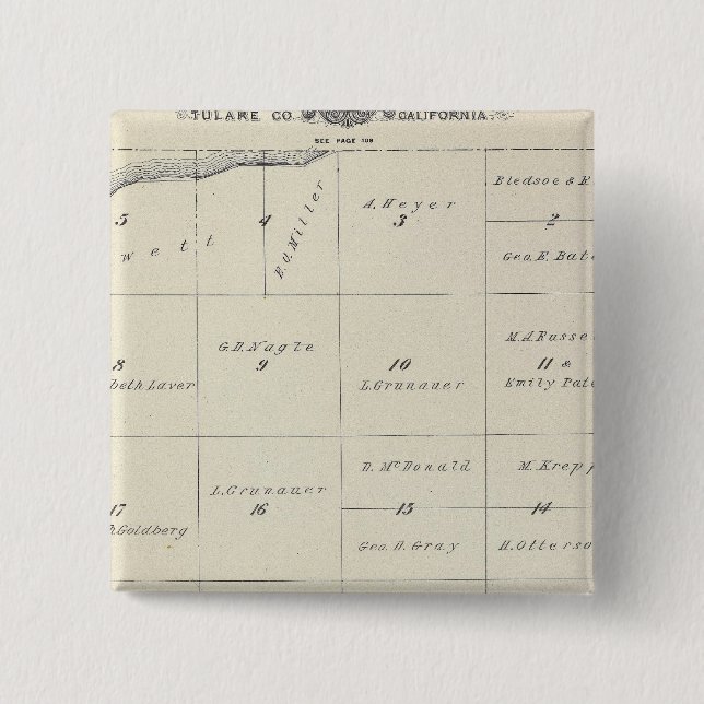 T23S R22E Tulare County Section Map 15 Cm Square Badge (Front)